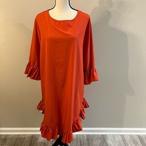 Orange Ruffle Hem Dress